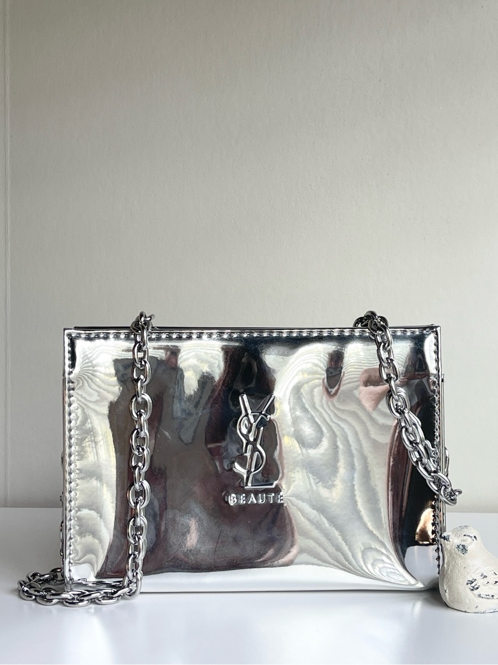 Yves Saint Laurent Silver Beauty Clutch Shoulder Bag